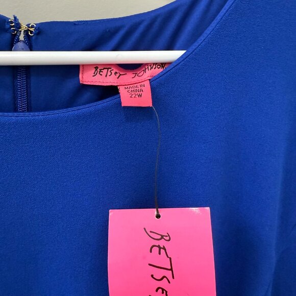 NEW Betsey Johnson 22W Ultramarine Ruffle Belted Jumpsuit Wide Leg - Picture 7 of 9